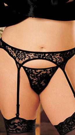 Two Piece Lace Garterbelt and G-String Set