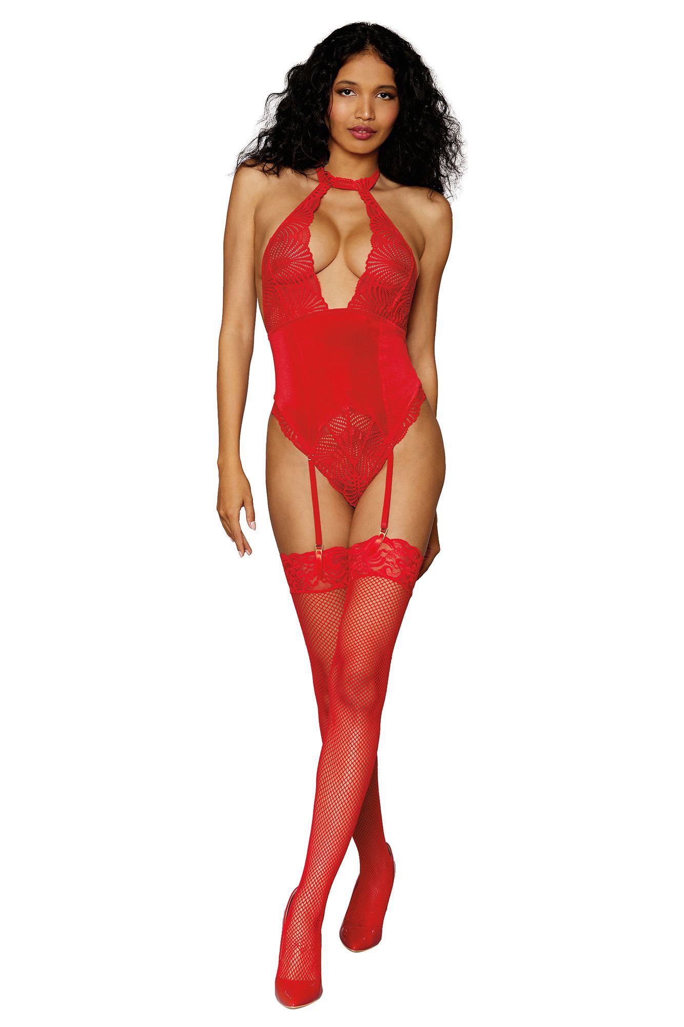Lace Teddy with Garter Straps - Vintage Romance Revived main image 1