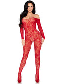 Off-Shoulder Floral Lace Lingerie Jumpsuit - view 3