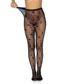 Celestial Fishnet Tights with Stars and Moons in Black