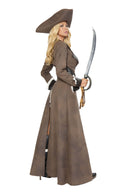 Deluxe Pirate Captain Four Piece Costume Set Trench Coat & Sword