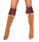 Knee-High Boot Cuffs with Burgundy Leather-Look Top Cuff