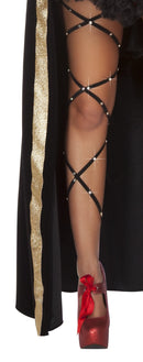 Rhinestone Leg Wrap Strappy Thigh Bands Crystal Detail