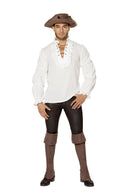 Ruffled Lace-Up Pirate Shirt for Men | White Costume Top
