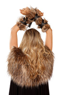 Faux Fur Viking Wrist Cuffs with Strap Detail