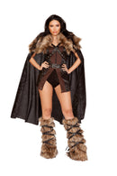 Northern Warrior Cape Set | Faux Fur Bodysuit Viking Costume
