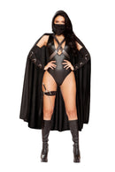Ninja Villain Strappy Black Cape & Romper Costume Set