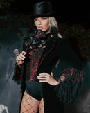 Vampire Countess Black Red Sequin Corset Long Coat Set