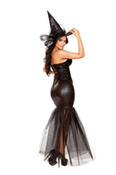 Black Sequin Witch Costume Set | Corset Mermaid Skirt Hat