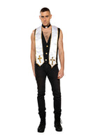 Sinful Priest Costume Set | Vest & Gold Cross Stole