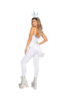 Naughty Unicorn White Velvet Bodysuit Harness Set