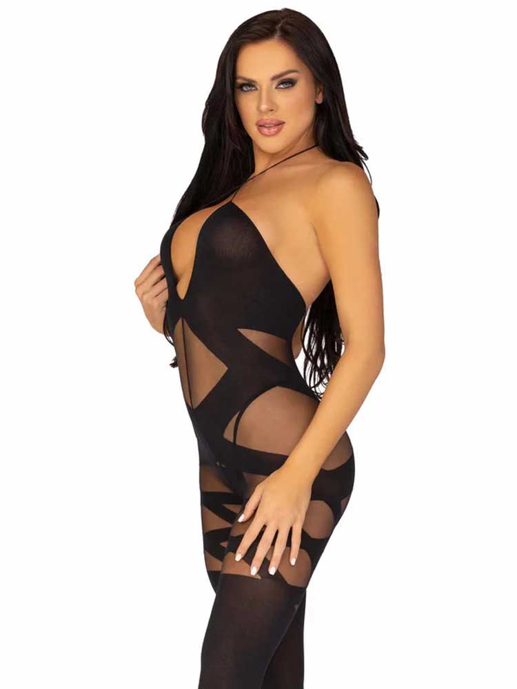 Feels Like Love Opaque Bodystocking in Black