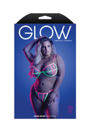 Head Rush Contrast Bra and Panty in Neon Pink Curvy Size