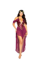 Wine Goddess Sequin Romper with Sheer Skirt and Grape Crown
