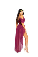 Wine Goddess Sequin Romper with Sheer Skirt and Grape Crown