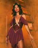 Wine Goddess Sequin Romper with Sheer Skirt and Grape Crown