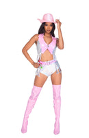 Pink Space Cowgirl Iridescent Fringe Three Piece Set
