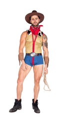 Skimpy Cowboy Four Piece Costume Set with Mesh Bodysuit