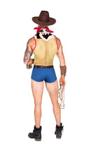 Skimpy Cowboy Four Piece Costume Set with Mesh Bodysuit