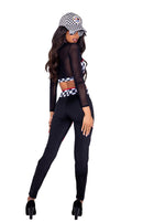 Checkered Race Car Two Piece Crop Top and Pants Set
