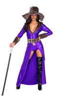 Purple Pimp Coat Set With Leopard Faux Fur Trim and Hat