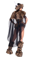 Viking Warrior Skimpy Romper Set with Cape and Fur Trim