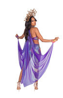 Medusa Snake Cut-Out Bodysuit with Purple Train and Cuffs