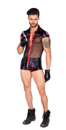 Pandemic Hunk Snap-Front Bodysuit Set | Black & Red
