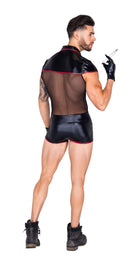 Pandemic Hunk Snap-Front Bodysuit Set | Black & Red