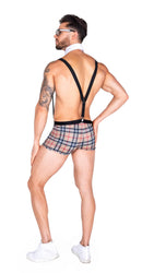 Naughty Nerd Plaid Shorts Suspenders & Bow Tie Set