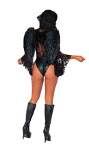 Dark Angel Sheer Lace Hooded Bodysuit with Wings