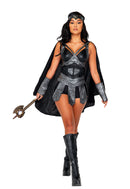 Dark Warrior Princess Costume Set | Black Grey Armor Cape