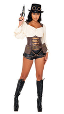 Steampunk Vixen Seven Piece Costume Set with Hat and Gun