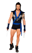 Ninja Warrior Hooded Costume Set Black Blue Dragon