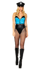 Bad Cop Vinyl Bodysuit Set with Belt and Hat