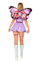 Butterfly Vinyl Mini Dress Set with Wings and Garter Belt