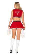 Red Cheer Girl Crop Top Mini Skirt Set with Pom-Poms