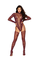 Floral Lace and Diamond Fishnet Teddy Bodystocking