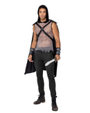 Dark Warrior Hooded Cape Harness Set | Sheer Mesh Top