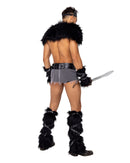 Dark King Warrior Costume Set | Fur, Chain Harness & Crown