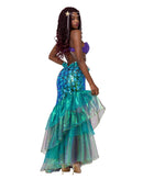Mermaid Shell Bra and Sequin Flare Skirt Two Piece Set
