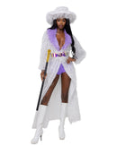 White Faux Fur Pimp Coat Set | High Roller Four Piece