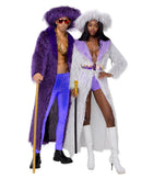 Men's Purple Faux Fur High Roller Coat and Hat Set