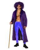 Men's Purple Faux Fur High Roller Coat and Hat Set