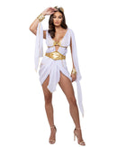 Greek Goddess Costume Set White Gold Draped Skirt Crown Cuffs