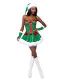 Sexy Elf Vinyl Corset and Skirt Set with Jingle Bell Detail