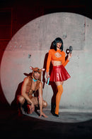 Velma Cut-Out Crop Top Mini Skirt Costume Set