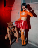 Velma Cut-Out Crop Top Mini Skirt Costume Set