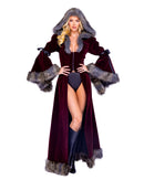 Burgundy Velvet Hooded Cape Set with Faux Fur Trim