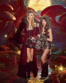 Burgundy Velvet Hooded Cape Set with Faux Fur Trim